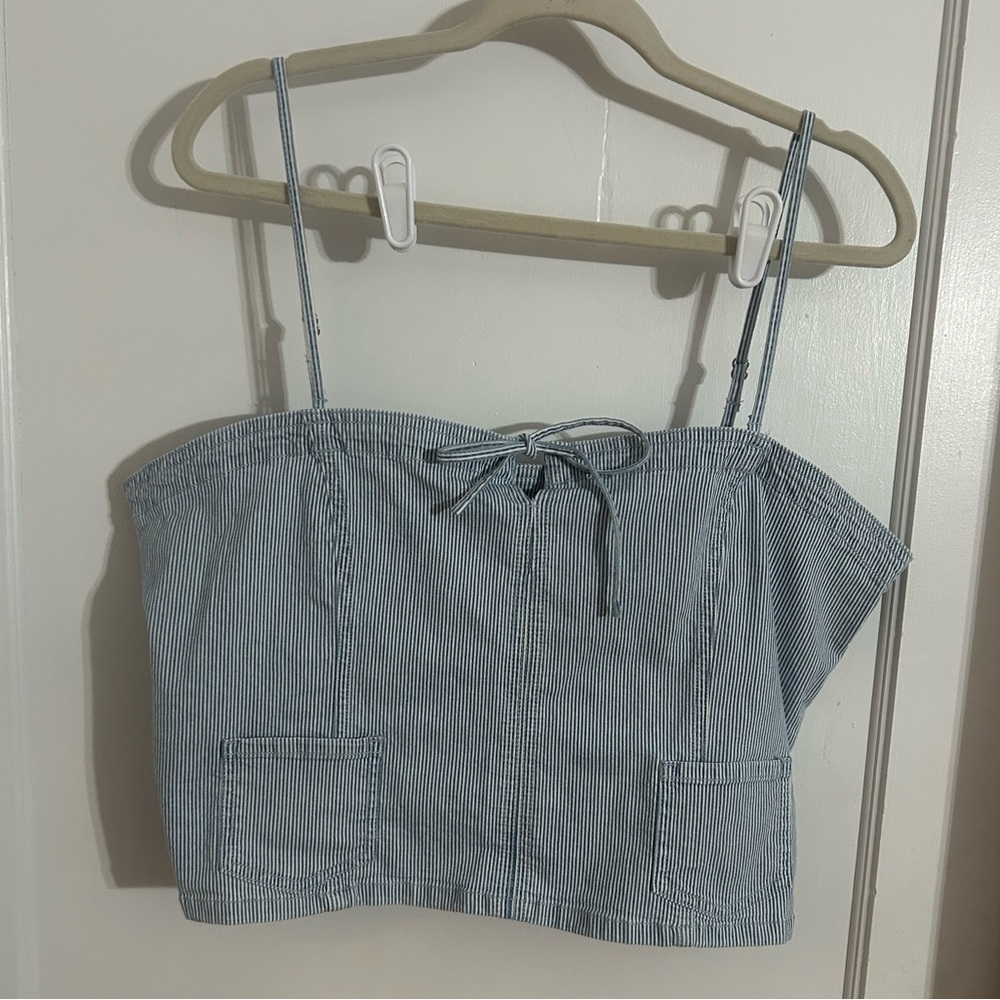 American Eagle Outfitters Light Blue Striped Tank Top
